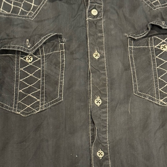 Y2K Affliction Button Down Shirt Men’s Large | Gothic Streetwear Long Sleeve - Picture 2 of 8